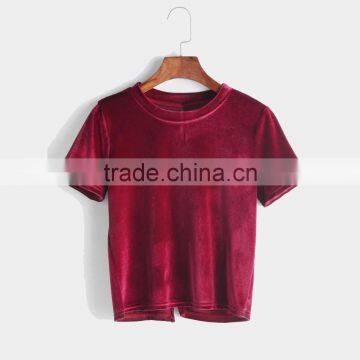 japanese wholesale clothing BackSlit velvet fabric wholesale bulk t-shirts with no brand