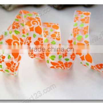 printed organza ribbon fabric painting flowers