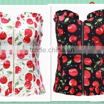 New arrival cheap price backless ruffle sexy ladies women Printed Bodycon Crop Top 2014 OEM ffrom china supplier