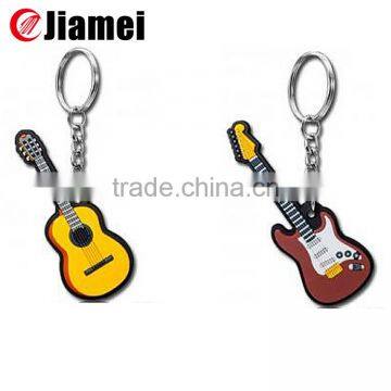 Soft pvc rubber keychain OEM shape guitar keyring