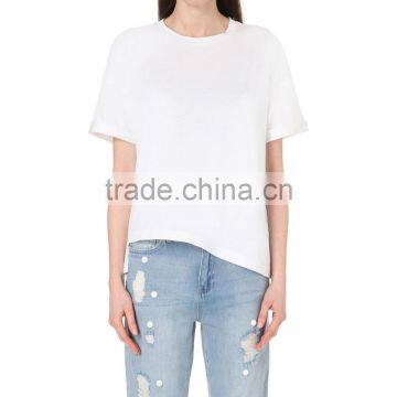 Wholesale Women Round Neck Cotton and Linen-blend T-shirt(DQE0090T) photo-2