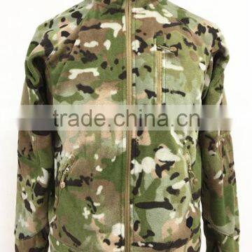 2017 Fashionble 100% polyester polar fleece camouflage mens coat