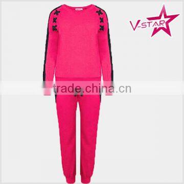 OEM apparel Winter Plus Velvet Hoodie Sweatshirt Pants Sweat Suit 2Pcs Set