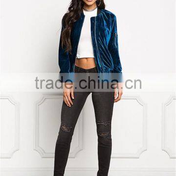 MGOO Foshan Manufacturer Custom Velvet Cotton Women Jackets Long Sleeves Zipper Up Jackets And Plain Coat photo-3