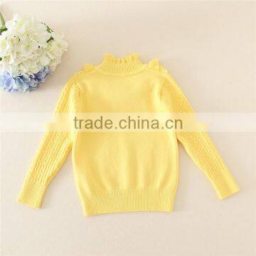 Autumn Winter Plain Hot Sales Clothes Children Cardigan Girls Pullovers Pure Yellow Sweaters For Winter
