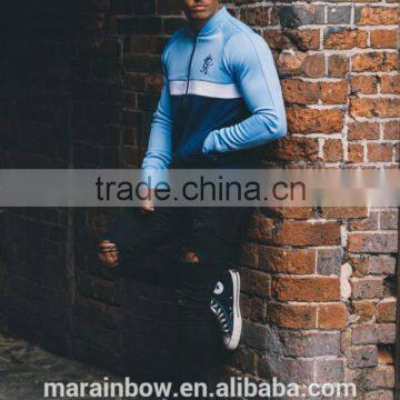 92% Polyester 8% Elastane Navy/White/Blue Mens Full Zipper Outdoor Performance Jacket Baseball Jacket Gym Tracksuit Top photo-4