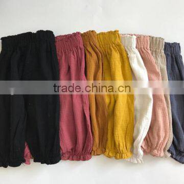 Wholesale Harem Pants Linen Fabric Boutique Kids Clothing Children Clothes