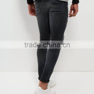 Cotton Blend Black Washed Rip Skinny Jeans photo-2