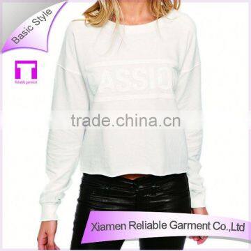 Casual basic round neckline plain white hoodies