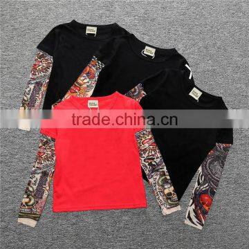 S17494A New Tattoo Sleeve Boys T Shirt Spring Autumn Children Clothes photo-5