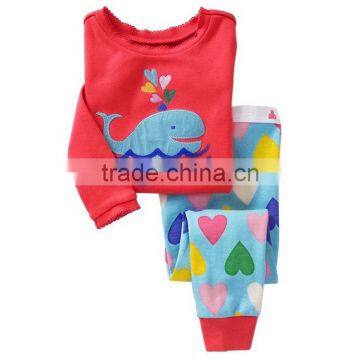S15532A baby clothing set hot sell pajamas kids lantern fish design pyjamas children's sleepwear