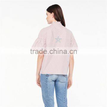 2017 OEM Loose-fitting Grandad-style Neckline Blouse Cloth Online photo-3