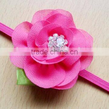 New Born Baby Girl Headband, Small Chiffon Flower Baby Headband photo-2