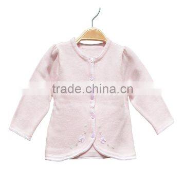 Comfortable Round Neck Long Sleeve Girl Knitted Cardigan