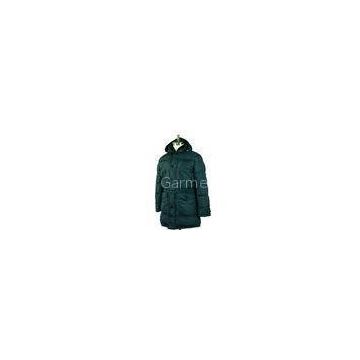 Anti Pilling Warm Winter Padded Jacket Long Down Coat Green With Fur Hood