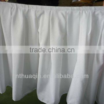 white polyester table skirts with box pleat round table skirts