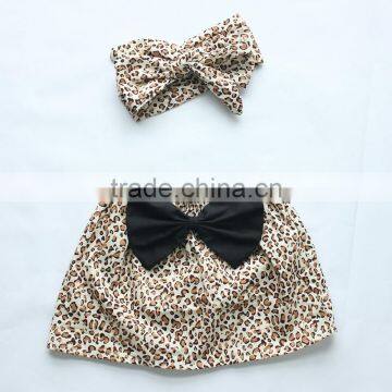 Latest lovely leopard grain skirts organic cotton baby children clothes set