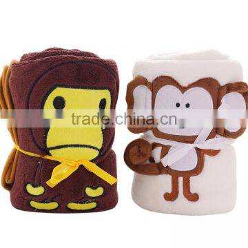 coral fleece cartoon monkey baby heated blanket