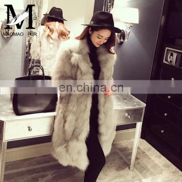 European Style Top Selling Real Fox Fur Products Cheap Women Knee Length Winter Coat