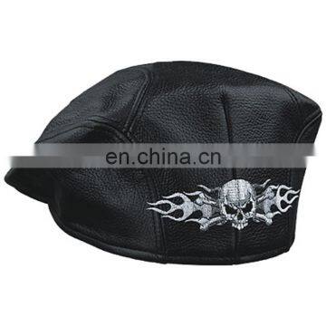 HMB-903B3 LEATHER GOLF CAPS KEPI CAP BLACK MIX SIZES HAT IRON CROSS