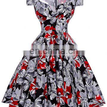 Belle Poque Stock Cap Sleeve V-Neck 17 Patterns Cotton Vintage Retro 50s Dress BP000001-4 photo-5