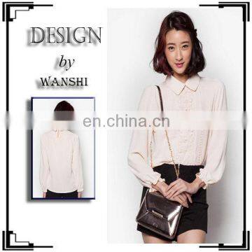 China Hot Sale Latest Long Sleeve with Elasticated Cuffs Lace Shirt Women tops