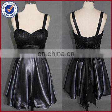 simple design spaghetti strap black short party dresses for ladies