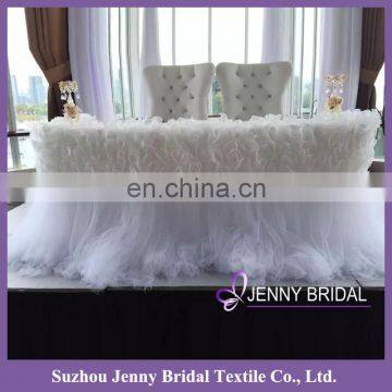 TC158B white organza tulle types of table decoration jaquard tablecloth