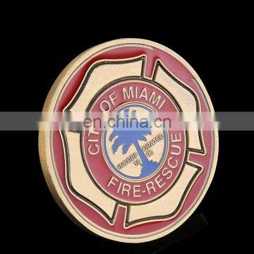 Custom designed three sides polished color filled in marine corps metal souvenir coin