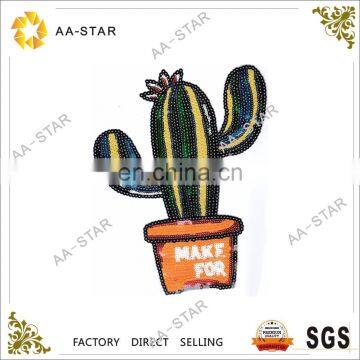 Potted cactus design custom embroidered patches for clothing
