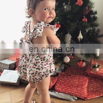 Baby Girls Cherry Pattern Romper 2019 New Summer Newborn Baby Girl Floral Romper Fly Sleeve Jumpsuit Lace Outfit Clothes Sunsuit photo-2