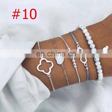 free ship 10colors Bohemian Shell Moon Bracelet Set Fashion Bracelet Women's Gift Vintage Party
