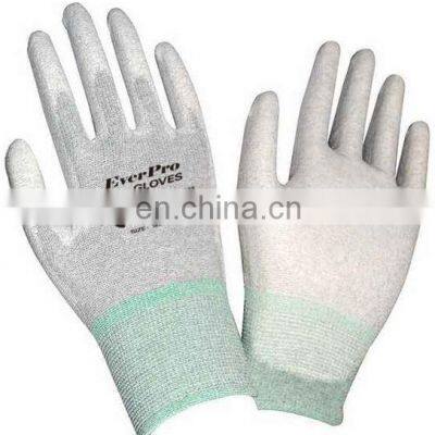 Breathable Carbon Fiber PU Palm Coated Anti Static ESD Safety Work Gloves