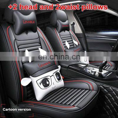 2021 Hot Cartoon Car Seat Covers for Universal Cars Leather Seat Covers Front and Rear Split Bench Protection photo-3