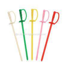 Disposable cocktail picks colorful sword fruit plastic sword toothpicks