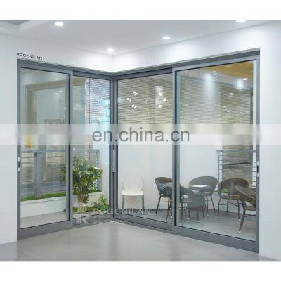 Rogenilan 139 series thermal break narrow frame panarama 4 panel aluminum corner sliding door