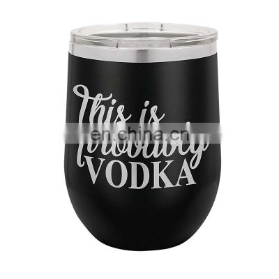 12oz Double Wall Stainless Steel Powder Coated Wine Tumbler Vacuum insulated Egg-shape Wine Tumbler