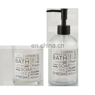 Printed 2pcs Glass Soap Dispenser Set Liquid Soap Dispenser With Letter photo-2