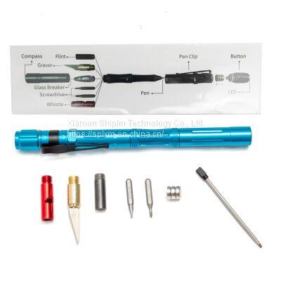 Heavy Tactical Custom Logo Military Set Defense Led Flashlight Multifunctional Pen With Light