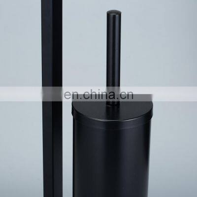 Bathroom Toilet Paper Holder Toilet Brush Holder With Bamboo Base Bathroom Storage Matt Black photo-4