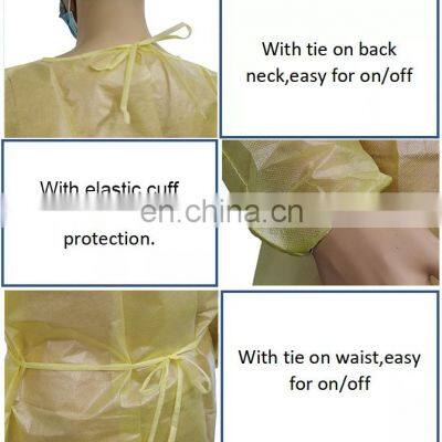 Blue/Yellow/Pink/Green Disposable Non-woven SMS/PP PE Protective Isolation Gown photo-4