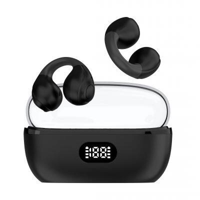Design Aberto Efeito Sonoro HIFI Led Pilha Mostra Anel de Orelha Moda Clip-On Verdadeiros Fones de Ouvido Sem Fio TWS
