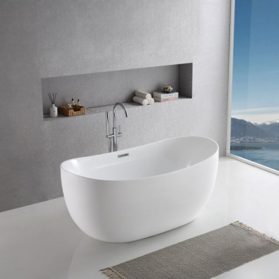 Top Quality Artificial Stone 1.35m Small Size Freestanding Acrylic Solid Surface Stone Bathtub for Bathroom
