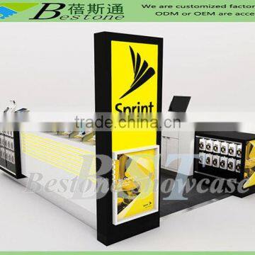 Trendy commercial tempered glass mobile phone kiosk display cabinet