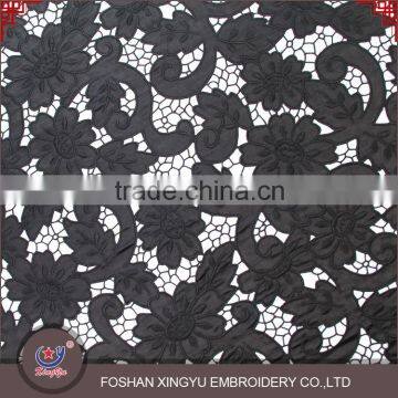 Factory direct sale water soluble chemical printing 100%polyester guipure lace design embroidery