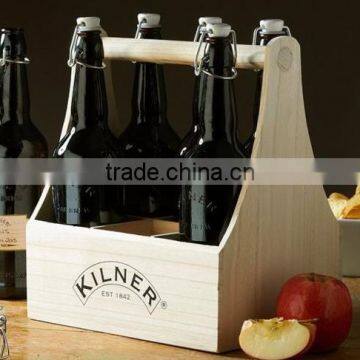 6 Pack Wooden Beer Bottle Carrier, Wooden Beer Growler Bottle Carrier