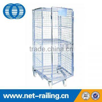 Logistics warehouse storage metal wire mesh galvanized roll container