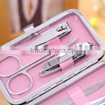 High Quality beautiful 7pcs colourful metal frame in case cartoon manicure set