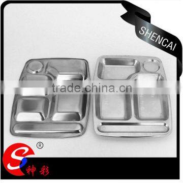 Wholesale Stainless Steel 5 Compartments Lunch box/Tiffin box/ student lunch plate