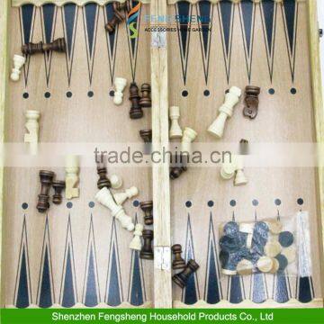 3 in 1 Wooden Board Backgammon Game Set Compendium Travel Chess Draughts Games photo-2